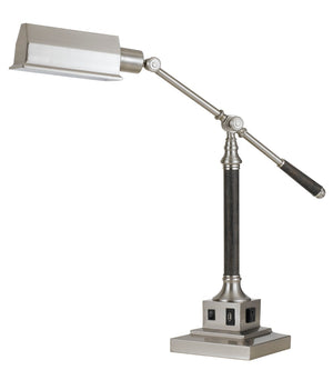 Cal Lighting 60W Angelton Desk Lamp BO-2687DK Brushed Steel/Wood BO-2687DK