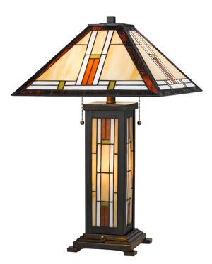 Cal Lighting 60W x 2 Tiffany Table Lamp with 7W Night Light BO-2719TB Tiffany BO-2719TB