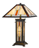 Cal Lighting 60W x 2 Tiffany Table Lamp with 7W Night Light BO-2719TB Tiffany BO-2719TB