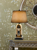 Cal Lighting 150W 3 Way Jukebox Resin Table Lamp with Hand Painted Paper Shade BO-2727TB Antique Bronze/Ivory BO-2727TB