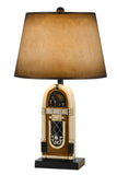 Cal Lighting 150W 3 Way Jukebox Resin Table Lamp with Hand Painted Paper Shade BO-2727TB Antique Bronze/Ivory BO-2727TB