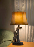 Cal Lighting 150W 3 Way Bear Resin Table Lamp with Leathrette Shade BO-2731TB Antique Bronze BO-2731TB