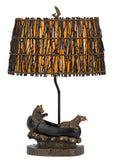 Cal Lighting 150W 3 Way Bear In Canoe Resin Table Lamp BO-2732TB Antique Bronze BO-2732TB