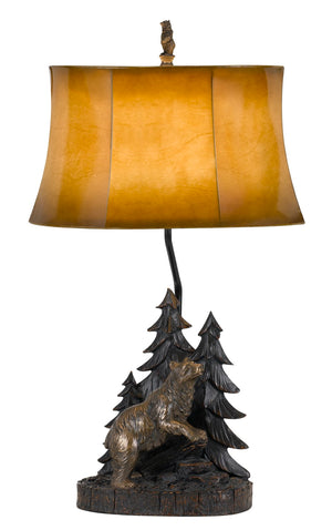 Cal Lighting 150W 3 Way Forest Resin Table Lamp with Leatherette Shade BO-2733TB Antique Bronze BO-2733TB