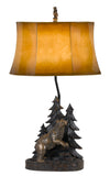 Cal Lighting 150W 3 Way Forest Resin Table Lamp with Leatherette Shade BO-2733TB Antique Bronze BO-2733TB