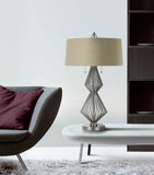 Cal Lighting 60W x 2 Ternimetal Table Lamp with Burlap Shade BO-2741TB Brushed Steel BO-2741TB