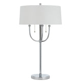 Cal Lighting 60W x 2 Lesinametal Floor Lamp with Linen Shade BO-2742TB Chrome BO-2742TB