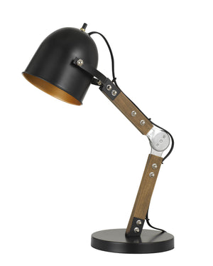 Cal Lighting 60W Binimi Adjust Able Wood/Metal Desk Lamp with Metal Shade BO-2757DK Matte Black BO-2757DK