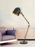 100W Binimi Adjust Able Wood/Metal Arc Floor Lamp with Metal Shade