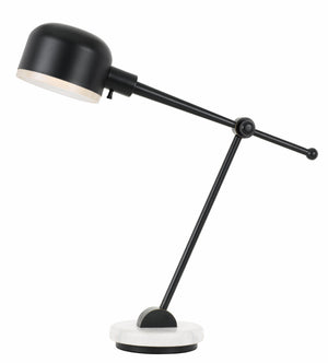 Cal Lighting 60W Allendale Metal Desk Lamp with Marble Base And Metal Shade BO-2765DK-DB Marble BO-2765DK-DB