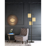 Cal Lighting 60W x 3 Kirkwall Metallantern Floor Lamp with Fabric Shade BO-2791FL Dark Bronze BO-2791FL