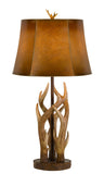 Cal Lighting 150W 3 Way Darby Antler Resin Table Lamp with Leathrette Shade BO-2805TB Antler BO-2805TB