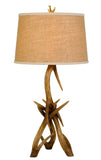 Cal Lighting 150W 3 Way Drummond Antler Resin Table Lamp with Burlap Shade BO-2806TB Antler BO-2806TB