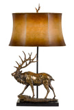 Cal Lighting 150W 3 Way Deer Resin Table Lamp with Leathrette Shade BO-2807TB Antique Bronze BO-2807TB