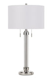 Cal Lighting 60W x 2 Montilla Metal/Acrylic Table Lamp with Fabric Shade BO-2829TB Chrome BO-2829TB