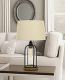 Cal Lighting 100W Ciney Glass/Metal/Pine Wood Table Lamp with 25W Night Light (Edison Bulb Included) BO-2840TB Black/Wood BO-2840TB