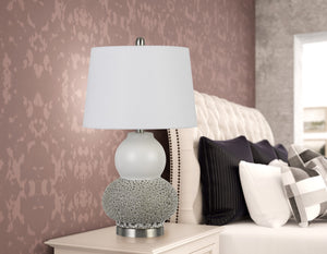 Cal Lighting Aigio 100W On Off Ceramic Table Lamps (Sold And Priced As Pairs) BO-2849TB-2 Brushed Steel BO-2849TB-2