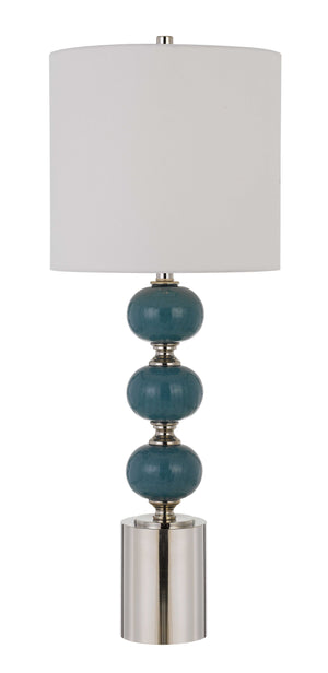 Cal Lighting Malaga 150W 3 Way Ceramic Table Lamps (Sold And Priced As Pairs) BO-2865TB-2 Slate Blue/Chrome BO-2865TB-2