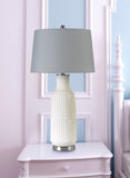 Cal Lighting Fiumicino Ceramic Table Lamp with Hardback Fabric Shade with Inner Lining BO-2878TB Brushed Steel BO-2878TB