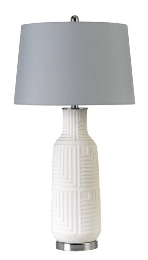 Cal Lighting Fiumicino Ceramic Table Lamp with Hardback Fabric Shade with Inner Lining BO-2878TB Brushed Steel BO-2878TB