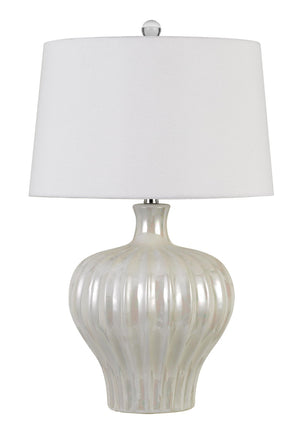 Cal Lighting Afragola Ceramic Table Lamp with Hardback Fabric Shade BO-2879TB Pearl BO-2879TB