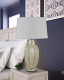 Cal Lighting Rovigo Glass Table Lamp with Hardback Fabric Shade (Sold And Priced As Pairs) BO-2880TB-2 Ivory BO-2880TB-2