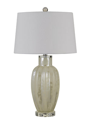 Cal Lighting Rovigo Glass Table Lamp with Hardback Fabric Shade (Sold And Priced As Pairs) BO-2880TB-2 Ivory BO-2880TB-2