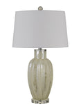 Cal Lighting Rovigo Glass Table Lamp with Hardback Fabric Shade (Sold And Priced As Pairs) BO-2880TB-2 Ivory BO-2880TB-2