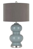 Bergamo Ceramic Table Lamp with Hardback Plantium Grey Fabric Shade (Sold And Priced As Pairs)