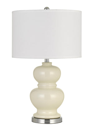 Cal Lighting Bergamo Ceramic Table Lamp with Hardback White Fabric Shade (Sold And Priced As Pairs) BO-2884TB-2-WHT Brushed Steel BO-2884TB-2-WHT