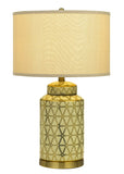 Cal Lighting Barletta Ceramic Table Lamp with Hardback Fabric Shade (Sold And Priced As Pairs) BO-2885TB-2 Antique Gold BO-2885TB-2