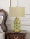 Cal Lighting Barletta Ceramic Table Lamp with Hardback Fabric Shade (Sold And Priced As Pairs) BO-2885TB-2 Antique Gold BO-2885TB-2