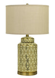 Cal Lighting Barletta Ceramic Table Lamp with Hardback Fabric Shade (Sold And Priced As Pairs) BO-2885TB-2 Antique Gold BO-2885TB-2