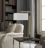 Cal Lighting Alloa Metal/Wood Desk Lamp with Rectangular Linen Shade BO-2889DK Brozne/Wood BO-2889DK