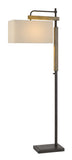 Cal Lighting Alloa Metal/Wood Floor Lamp with Rectangular Linen Shade BO-2889FL Brozne/Wood BO-2889FL