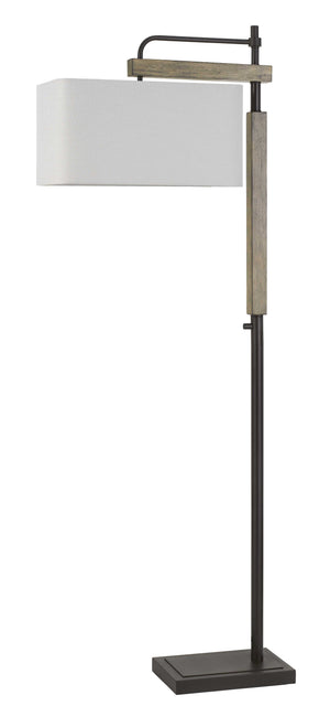 Cal Lighting Alloa Metal/Wood Floor Lamp with Rectangular Linen Shade BO-2889FL Brozne/Wood BO-2889FL