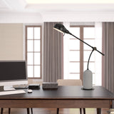 Cal Lighting Johnstone Metal Balanced Arm Desk Lamp with Cement Base BO-2890DK Black/Cement BO-2890DK