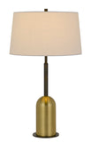 Cal Lighting Rimini Metal Desk Lamp with Linen Drum Shade BO-2891TB Black/Antique Brass BO-2891TB