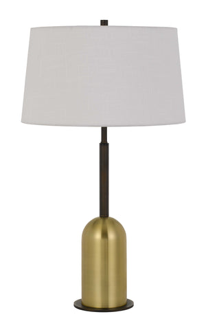 Cal Lighting Rimini Metal Desk Lamp with Linen Drum Shade BO-2891TB Black/Antique Brass BO-2891TB