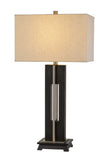 Cal Lighting Glenview Metal/Wood Table Lamp with Rectangular Fabric Shade BO-2896TB Black/Expresso BO-2896TB