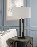 Cal Lighting Glenview Metal/Wood Table Lamp with Rectangular Fabric Shade BO-2896TB Black/Expresso BO-2896TB