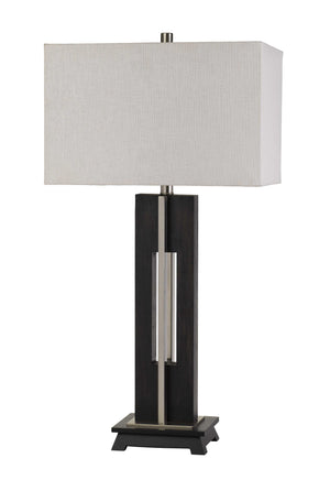 Cal Lighting Glenview Metal/Wood Table Lamp with Rectangular Fabric Shade BO-2896TB Black/Expresso BO-2896TB