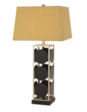 Cal Lighting Hanson Metal Table Lamp with Square Fabric Shade BO-2897TB Black/Antique silver BO-2897TB