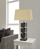 Cal Lighting Hanson Metal Table Lamp with Square Fabric Shade BO-2897TB Black/Antique silver BO-2897TB