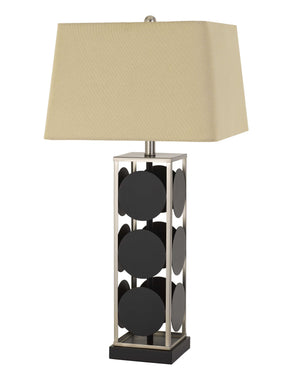 Cal Lighting Hanson Metal Table Lamp with Square Fabric Shade BO-2897TB Black/Antique silver BO-2897TB