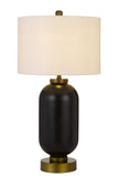 Cal Lighting Sycamore Glass Table Lamp with Drum Shade BO-2905TB-BAB Antique Brass/black BO-2905TB-BAB