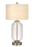 Cal Lighting Sycamore Glass Table Lamp with Drum Shade BO-2905TB-BS Brushed Steel BO-2905TB-BS