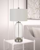 Cal Lighting Sycamore Glass Table Lamp with Drum Shade BO-2905TB-BS Brushed Steel BO-2905TB-BS