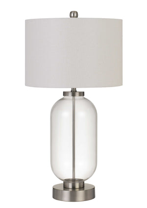 Cal Lighting Sycamore Glass Table Lamp with Drum Shade BO-2905TB-BS Brushed Steel BO-2905TB-BS