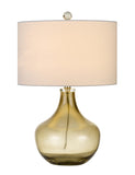 Cal Lighting 150W Logan Glass Table Lamp with Drum Hardback Fabric Shade BO-2910TB Smoke BO-2910TB